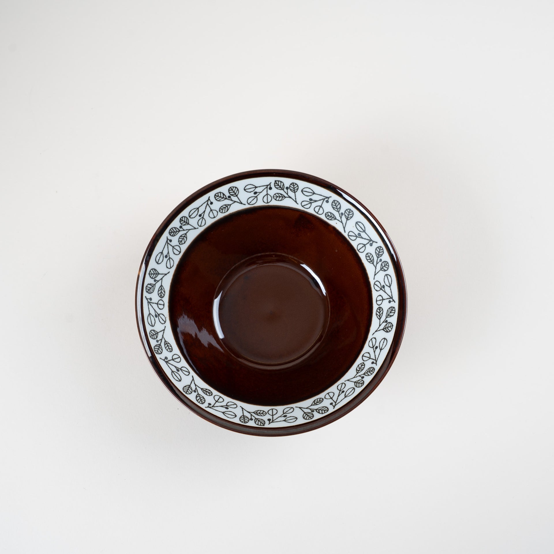 Flower Point Noodle Bowl Brown 21cm