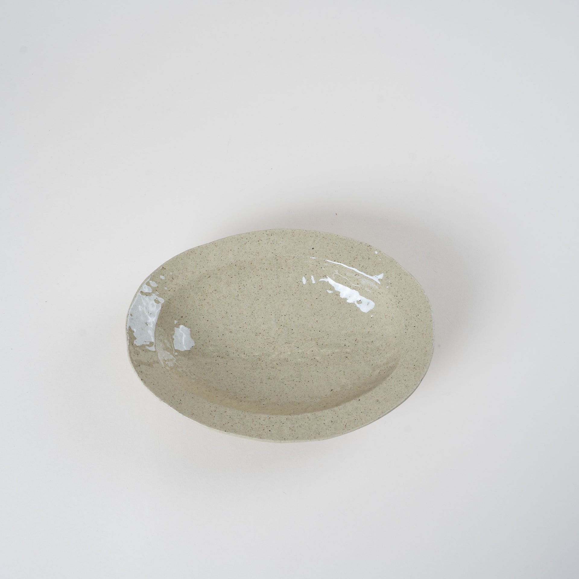 Warm Beige Oval Bowl 25.3cm