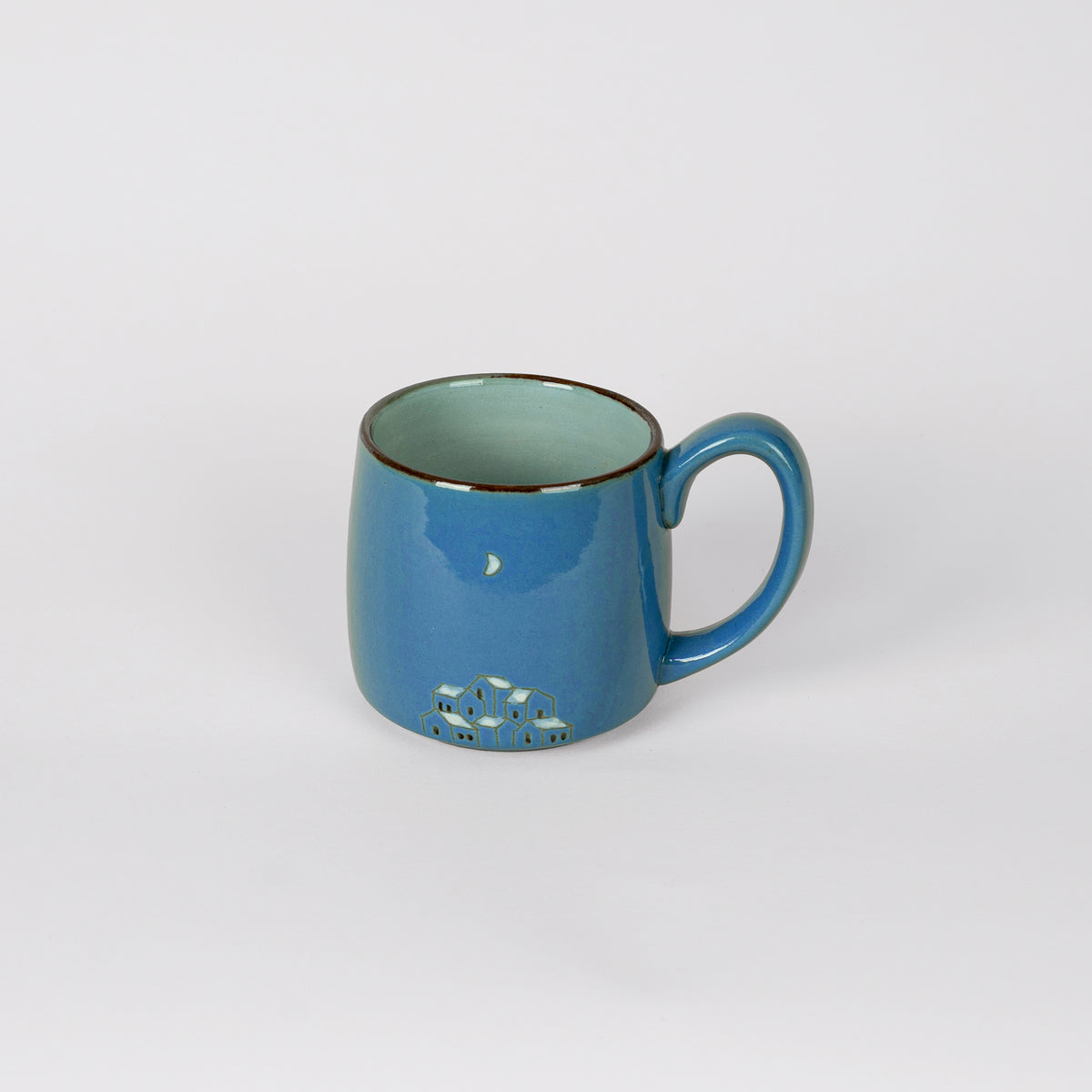 [ Mowan ] Hand-Painted Village Ceramic Mug Blue