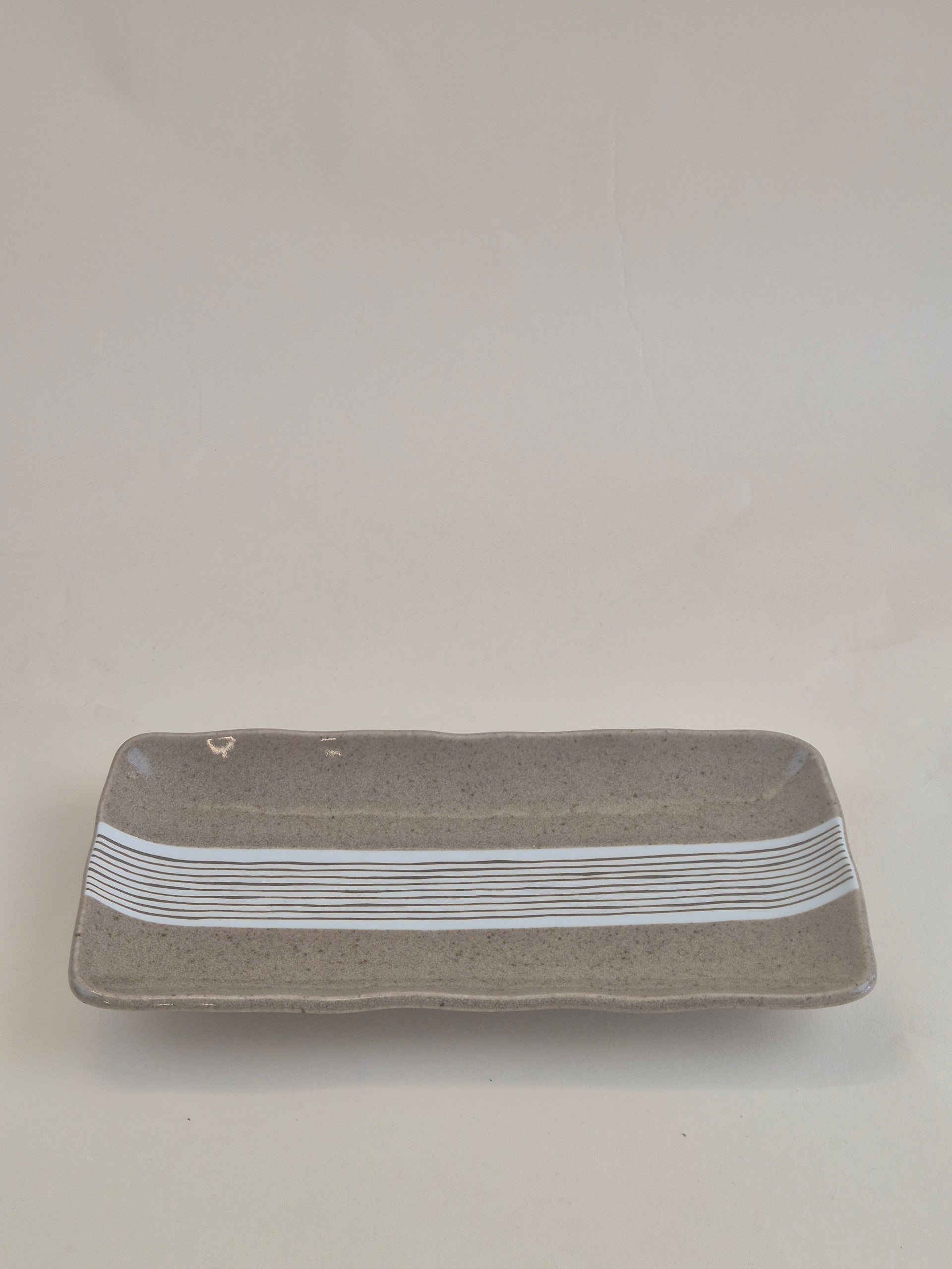 Two-Tone Long Rectangular Plate Brown 28cm