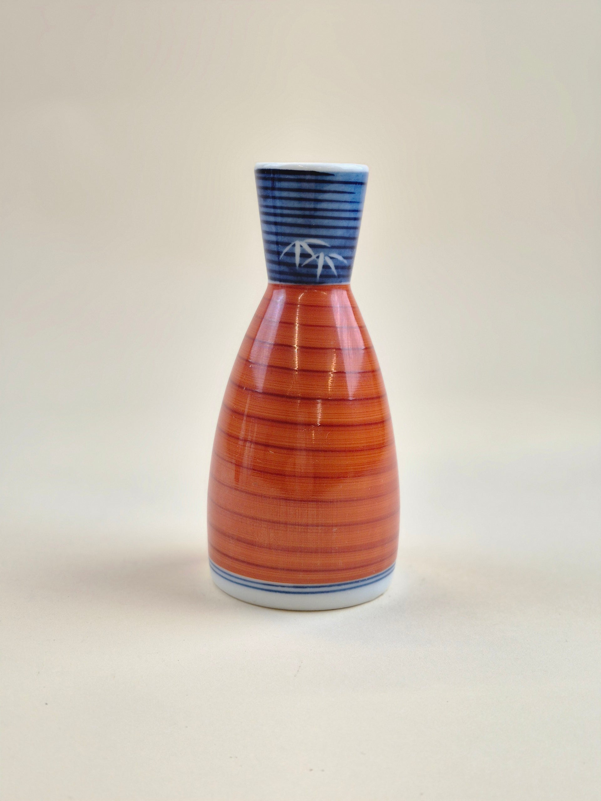 Traditional Japanese Tokkuri Sake Bottle Blue&Red