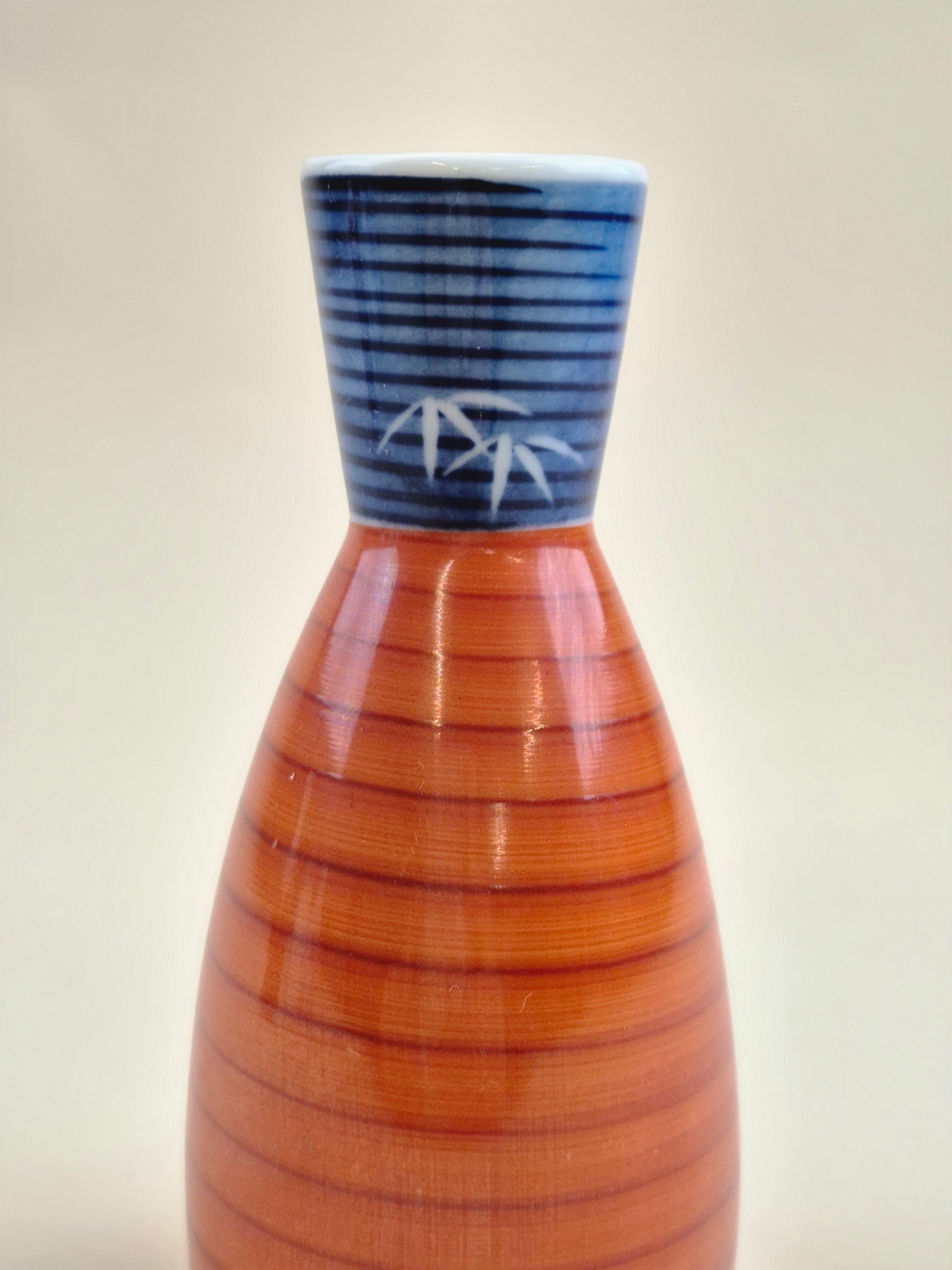 Traditional Japanese Tokkuri Sake Bottle Blue&Red