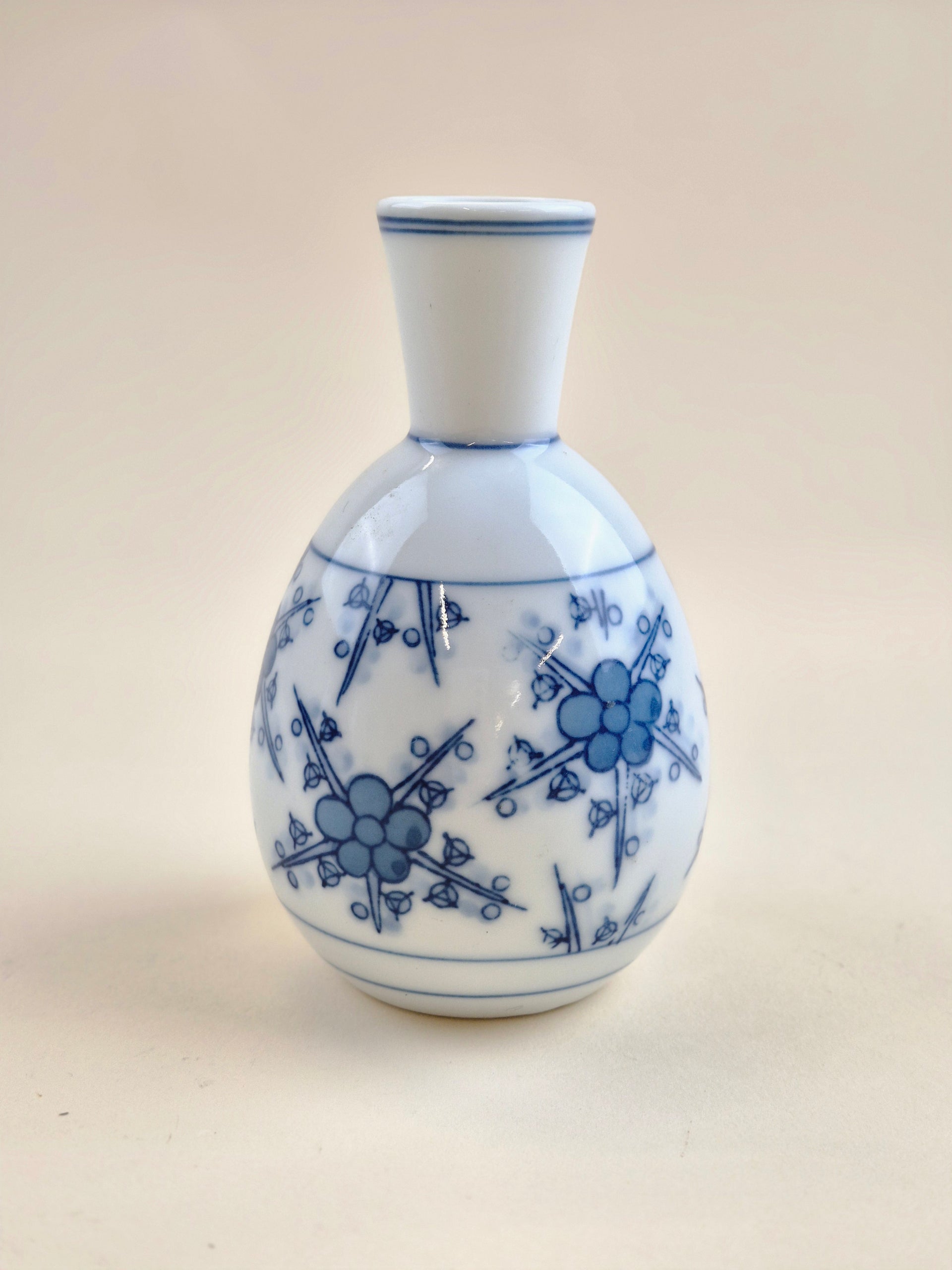 Traditional Japanese Tokkuri Sake Bottle Blue&White