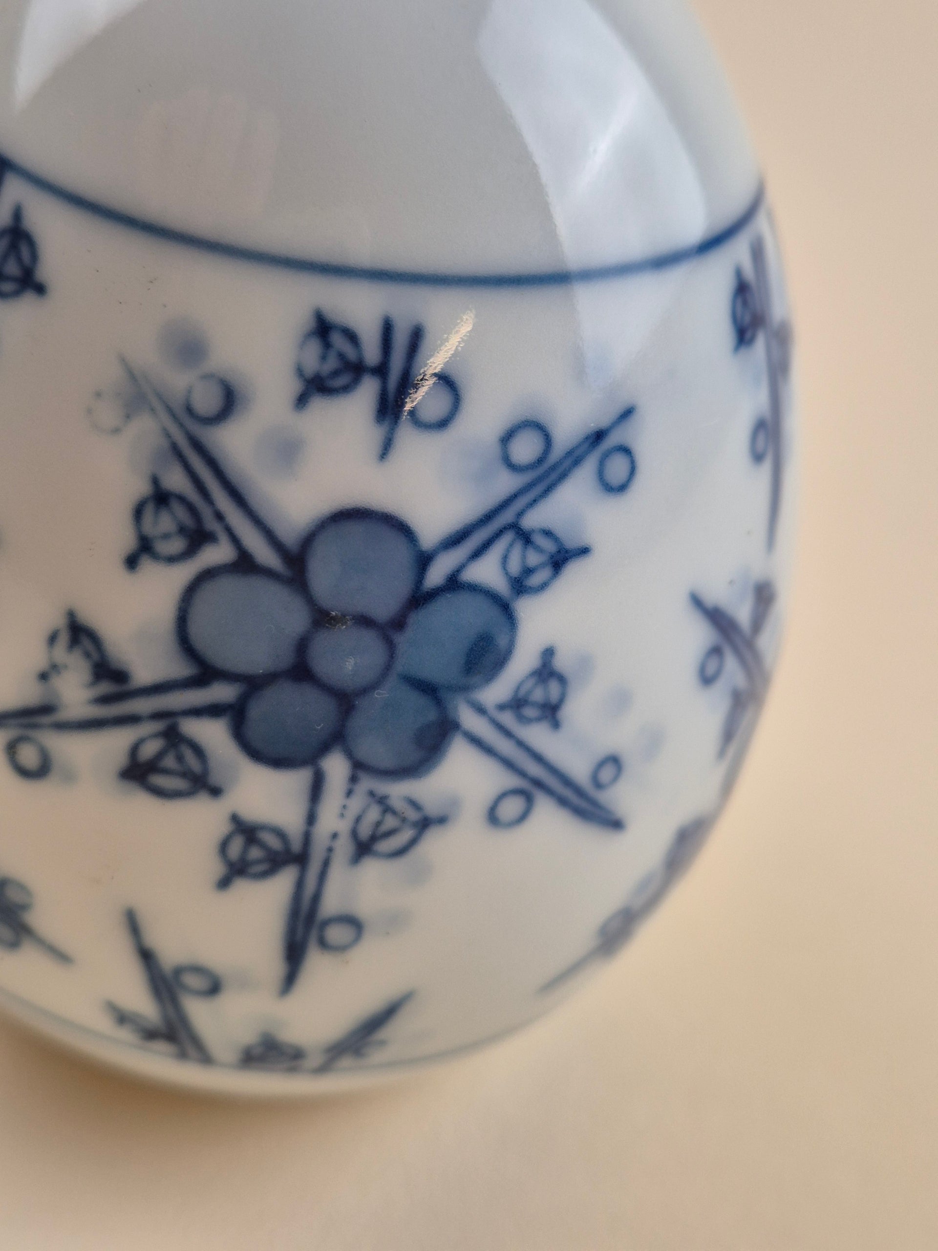 Traditional Japanese Tokkuri Sake Bottle Blue&White