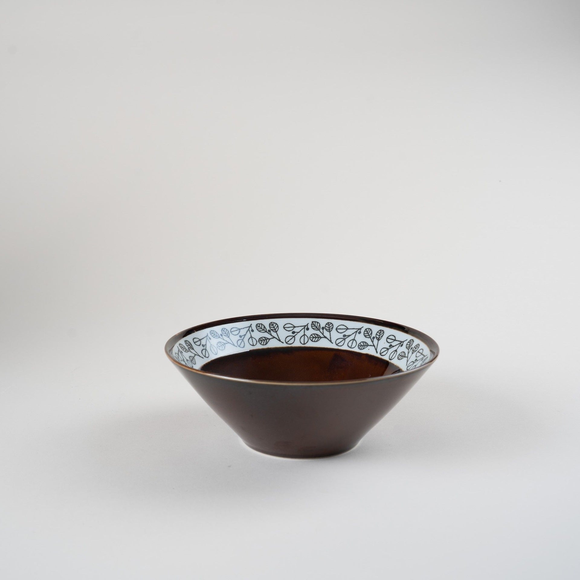 Flower Point Noodle Bowl Brown 21cm